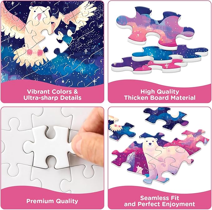 500 Piece Puzzles for Adults, Colorful Owl Jigsaw Puzzle 500 Piece, Polar Bear Interlocking Adult Puzzles, Letter Clues, No Dust, Challenging Game Gift for Adults Seniors, Home Decor, 20.5 x 15 in
