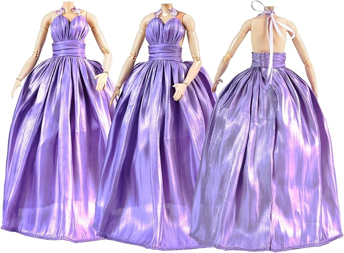E-TING 2 Sets Doll's Dream Outfits: Shiny Glitzy Gala Purple Dress and Bell-Bottom Jeans Set for 11.5 Inch Girl Doll