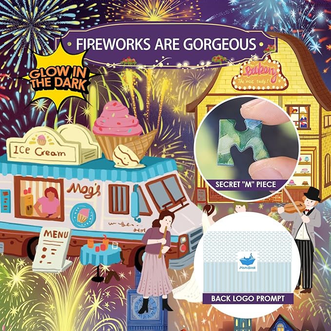 MOMIBOOK Puzzles for Adults 1000 Pieces Jigsaw Puzzles of Fireworks are Gorgeous, Luminous Painting Image Difficult Challenging Hard Impossible Puzzle Unique Funny Party Christmas Birthday Gifts