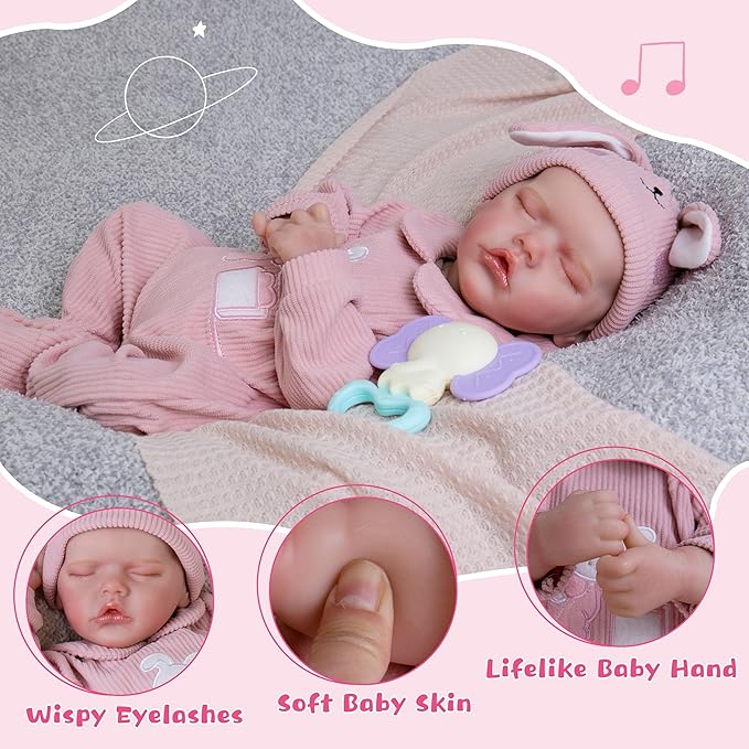 Milidool Lifelike Reborn Baby Dolls- 18-Inch Realistic Poseable Newborn Baby Girl Dolls,Soft Cloth Body Real Life Baby Doll with Gift Box for Kids Age 3 +
