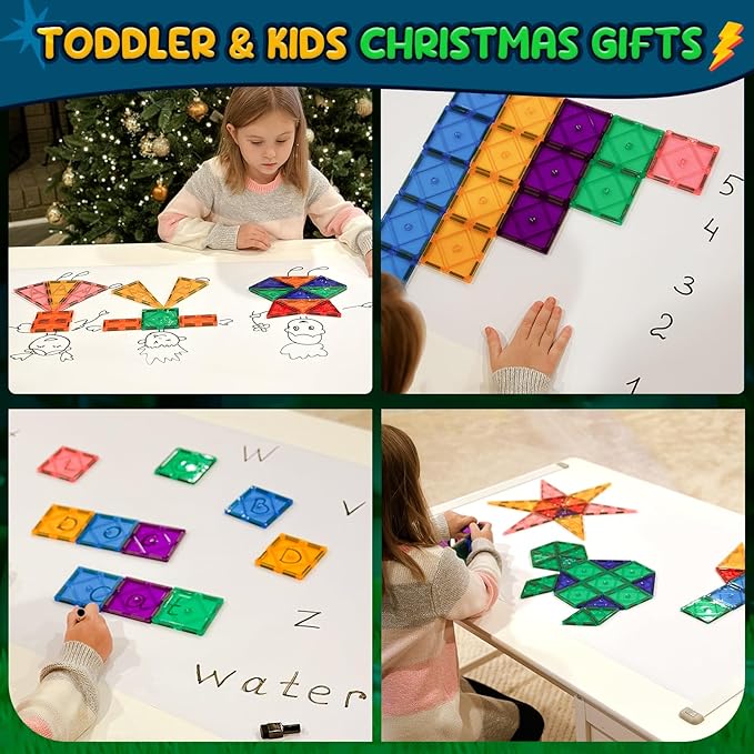 Magnetic Tiles Toddler Toys Magnetic Building Blocks for Kids Ages 3-12 STEM Educational Toys for Girls & Boys Sensory Toys for Kids with Autism Classroom Must Haves Easter Basket Stuffers for Toddler