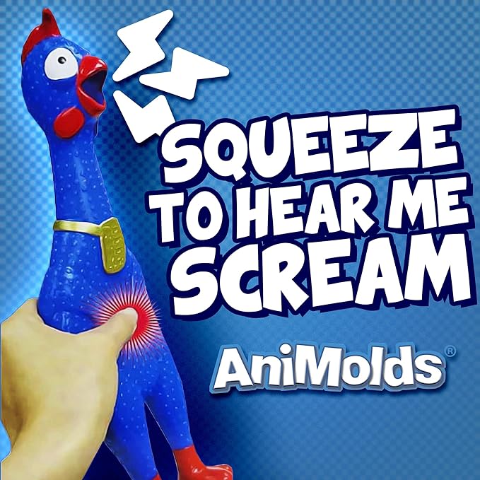 Animolds Squeeze Me Rubber Chicken Toy | Screaming Squeaky Chicken for Kids & Dogs | Novelty Prank Gag Gift (6 Pack Glow in The Dark)