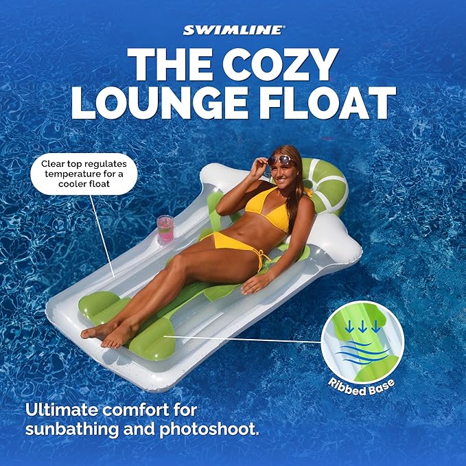 SWIMLINE Inflatable Swimming Pool Float Lounger Raft Mattress, Fun Mat, Margarita, Green