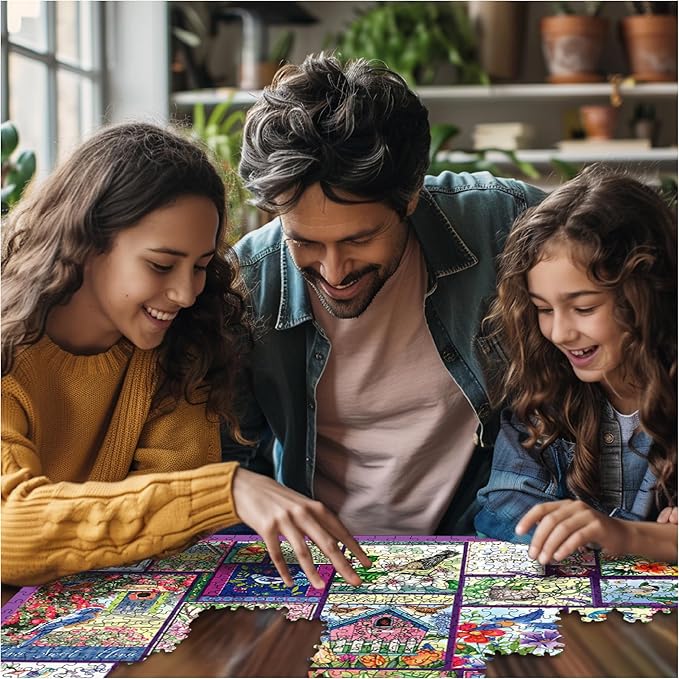 White Mountain 500 Piece Jigsaw Puzzle Spring Flower Collage Puzzles with Large Pieces Gift for Adults and Family 18"x24" - The Birds