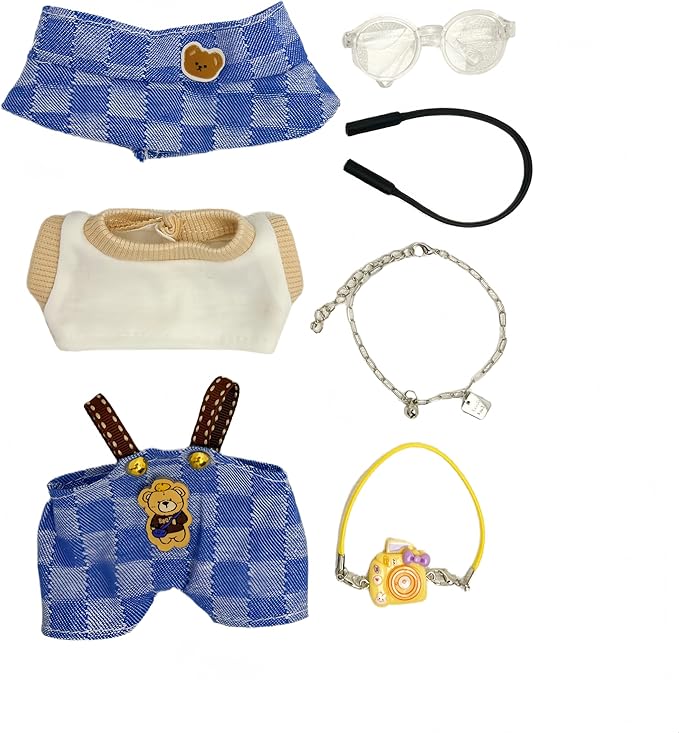 Used for Labubu Doll Outfit Clothes Designer Set,Compatible with Labubu Clothe Accessories for Doll (Blue denim-0425)
