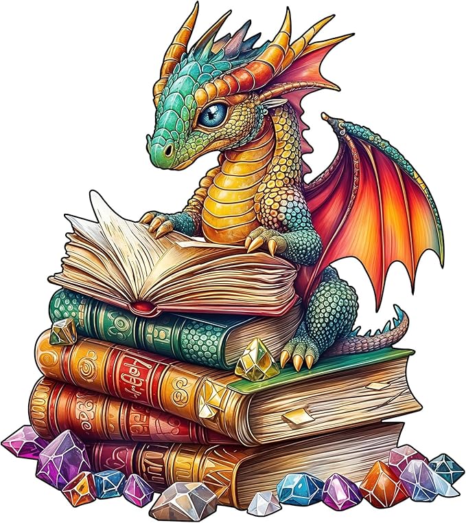 Wooden Puzzles for Adults - Reading Dragon Wood Puzzles Adult - Unique Animal Shape Wooden Jigsaw Puzzles for Adults - Birthday Gifts for Puzzle Lovers, Family (11.4 * 11.4in - 200 Pieces)