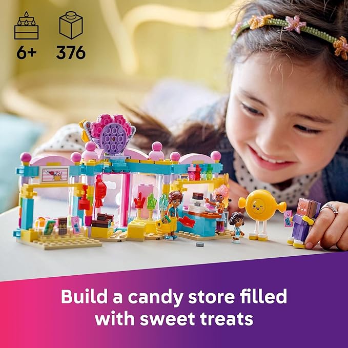 LEGO Friends Heartlake City Candy Store Building Toy - Pretend Playset for Kids, Girls & Boys, Ages 6+ - Gift for Birthdays - W/ 2 Minidolls, a Micro-Doll, and a Cat Figure - 42649