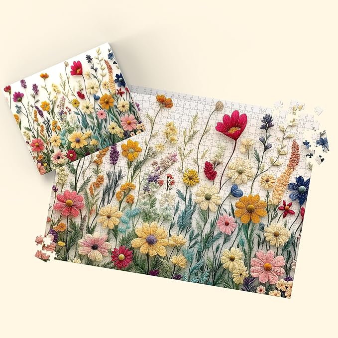 Puzzles for Adults 1000 Pieces, Wildflower Jigsaw Puzzles - Dance of Wildflowers, Impossible Wildflower Puzzle for Seniors Families, 27.56 x 19.69 Inches, 1:1 Poster, Letter on The Back