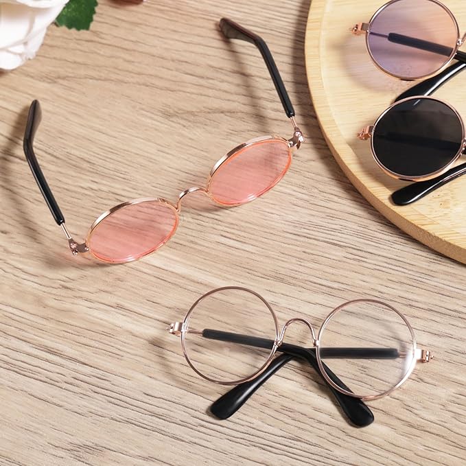 BOXOB 4pcs Doll Glasses, 4 Colors Plastic Doll Dress up Eyeglasses Toy Glasses Costume Accessories Compatible with 5.12 Inch