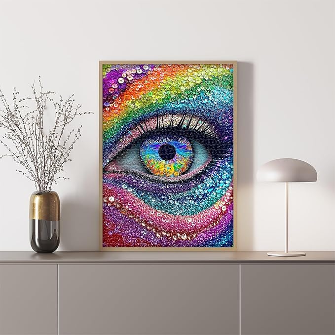 Impossible Puzzle for Adults 1000 Pieces, Diamond Eye Abstract Art Puzzle Colorful, Rainbow Crystal Hard Challenge Jigsaw Puzzle