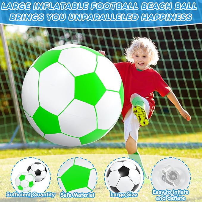 Lewtemi 2 Pcs 40 Inch Giant Inflatable Soccer Ball Large Huge Beach Balloons Oversized Football Sport Birthday Party Decoration Favor Gift Pool Supplies for Outdoor Piñata Activity
