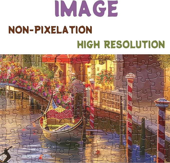 Italy Venice Landscape Puzzles for Adults 1000 Pieces, Colorful Europe City Scenic Jigsaw Puzzles, Art Travel Pretty Sunset Puzzles