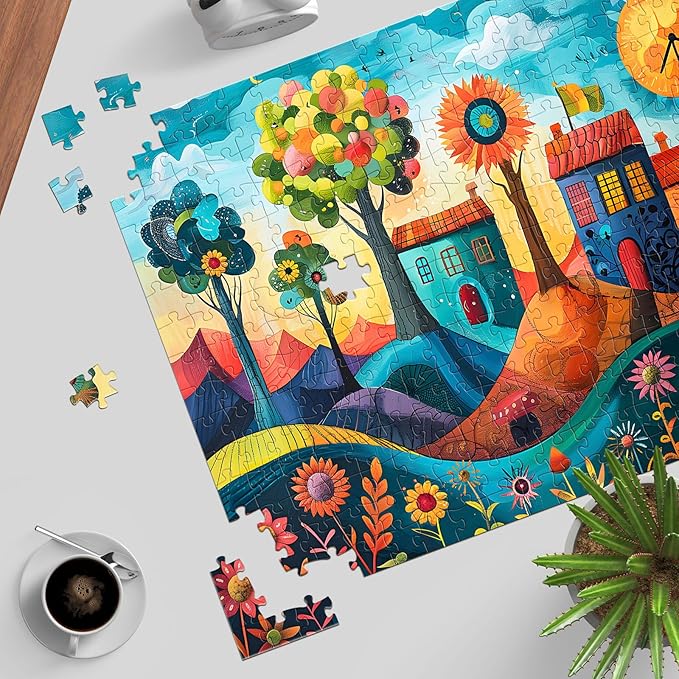 Puzzles for Adults 1000 Pieces, Jigsaw Puzzle for Adults, Fun and Relaxing Challenging Puzzle, Colorful Village Puzzles Game, Interlock Perfectly No Dust, Gifts for Easter Friends Parents