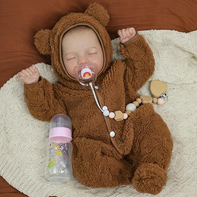 SCOM 20 inch Realistic Reborn Baby Dolls Boy, Hand-Painted Hair Lifelike Vinyl Limbs & Soft Cloth Body, Weighted Baby Doll, 7-Piece Accessories Set, Newborn Doll for Ages 3+ Kids Gift