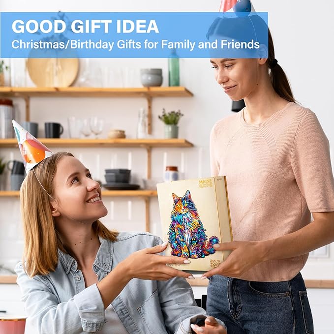 Wooden Puzzles for Adults, Cat Puzzles, Wooden Jigsaw Puzzles for Adults, 175 Pieces Wood Puzzles Adult, Unique Animal Shape Wood Puzzle, Creative Puzzle Gifts for Puzzle Lovers(11.4 * 8.9in)