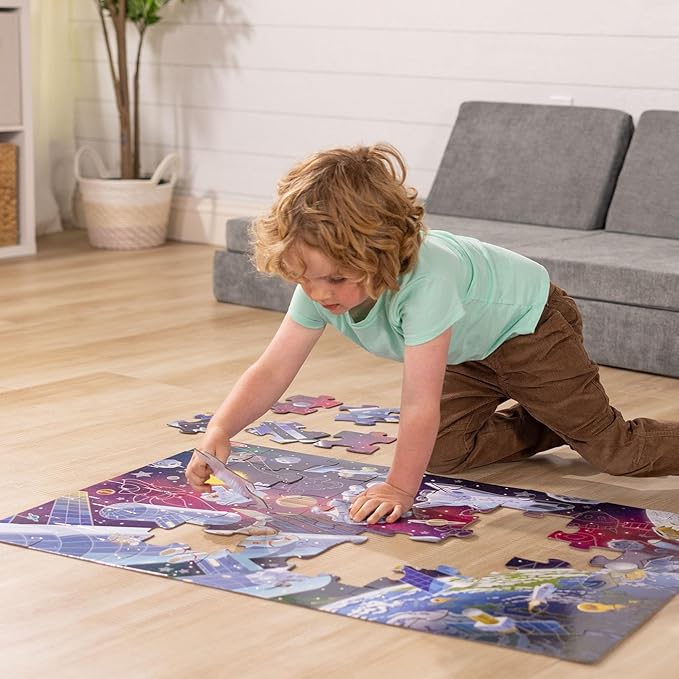 Melissa & Doug Outer Space Glow-in-the-Dark Cardboard Jigsaw Floor Puzzle – 48 Pieces, for Boys and Girls 3+ - FSC-Certified Materials