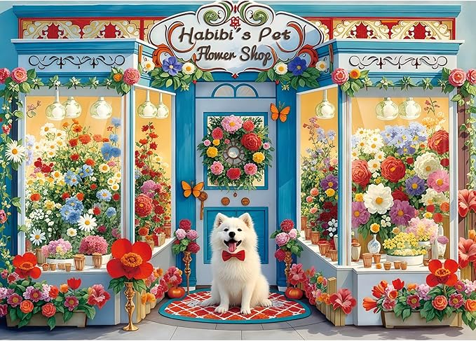 Spring Flower Shop 1000 Piece Puzzles for Adults Clearance, Fun Spring Puzzles for Adults 1000 Pieces with HD Print & Poster, 27.5" X 19.7" Dust Free, for Gifts Halloween Christmas Family Games