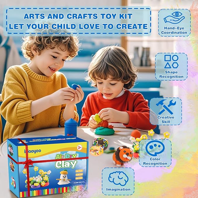 Air Dry Clay for Kids, 158 Colors Modeling Clay Kit, DIY Model Toys with Sculpting Tools, School Arts & Crafts Set, Safe & Non-Toxic, Birthday & Christmas Gifts for Boys Girls Ages 3-12