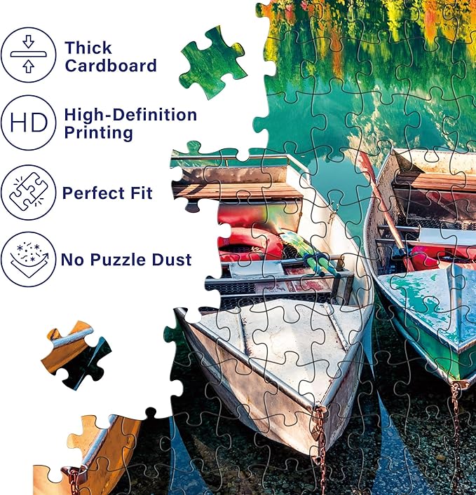 BenBen 1000 Piece Puzzle for Adults, Jigsaw Puzzles with Letters on Back, Fusine Lake, Challenging Puzzle for Game Night Home Décor