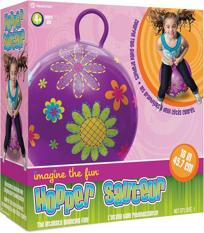 Hedstrom Hopper Ball, Hopping Ball, Jumping Ball, Flowers, 18 Inch