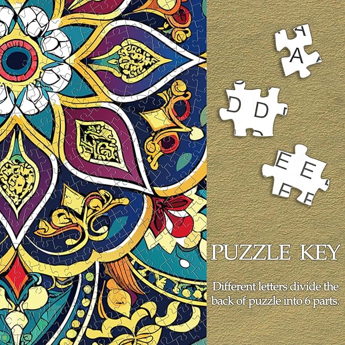 1000 Pieces Mandala Round Jigsaw Puzzles for Adults Kids Teen Round Puzzle Game Toys Gift 26.7" x 26.7" Q1169