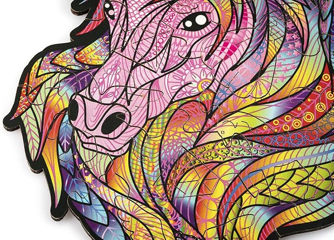 Wood Trick Pink Sky Mini Wooden Jigsaw Puzzle for Adults and Kids - 6.3 x 6.7 in - Animal Unique Shaped Figured Jigsaw Puzzle Pieces - Premium Quality