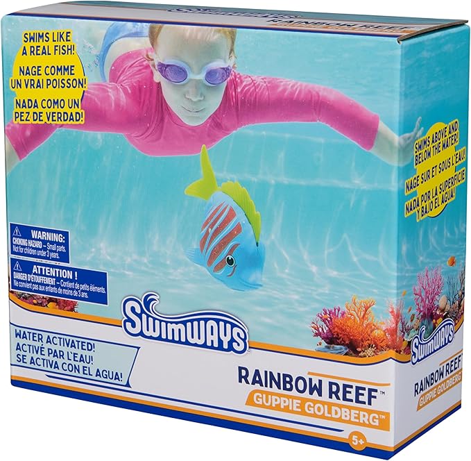 SwimWays Rainbow Reef Fish Toy, Kids Swimming Accessories & Water Toys, Learn to Swim Pool Toys for Kids Ages 5 & Up, Batteries Included, Guppie Goldberg