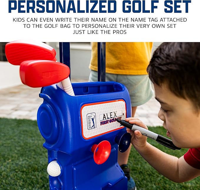 Franklin Sports Kids Toy Golf Set - PGA Tour MyFirst Plastic Golf Clubs + Balls Set for Kids + Toddlers - Mini Toy Righty + Lefty Clubs - Includes Carry Case, (2) Tees, (4) Balls, (4) Holes with Flags