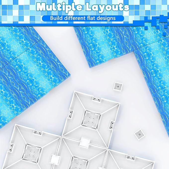 4PCS Magnetic Blocks Base Plates for Kids, 4" x 4" Strong Grip Magnetic Tiles Base Fits Most Popular Magnetic Blocks & Cubes, STEM Building Toy Birthday Gifts for Boys Girls Ages 3+ (Water)