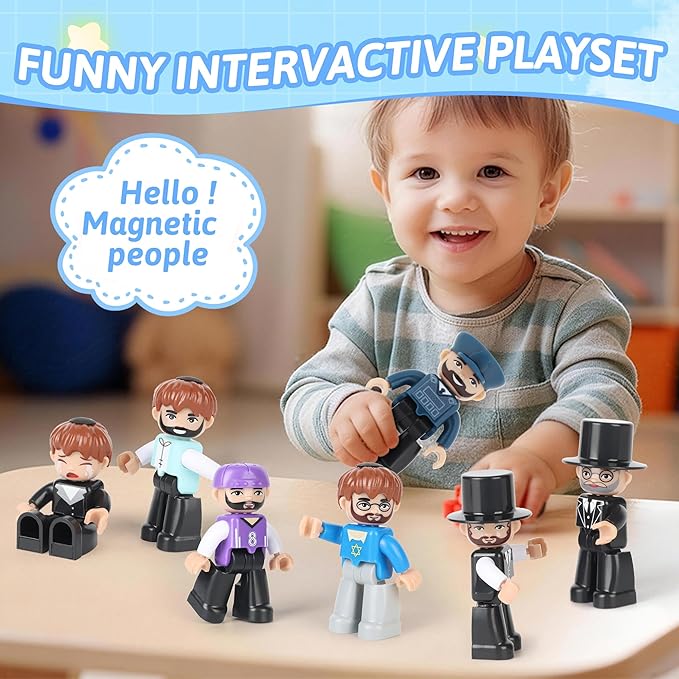 12PCS Large Magnetic People for Magnetic Tiles, 3 Inches Magnet People Figures for Kids Compatible with Lego, Magnet Toys for Kids Ages 3 4 5 6+ STEM Learning Toys Magnet Tiles Expansion