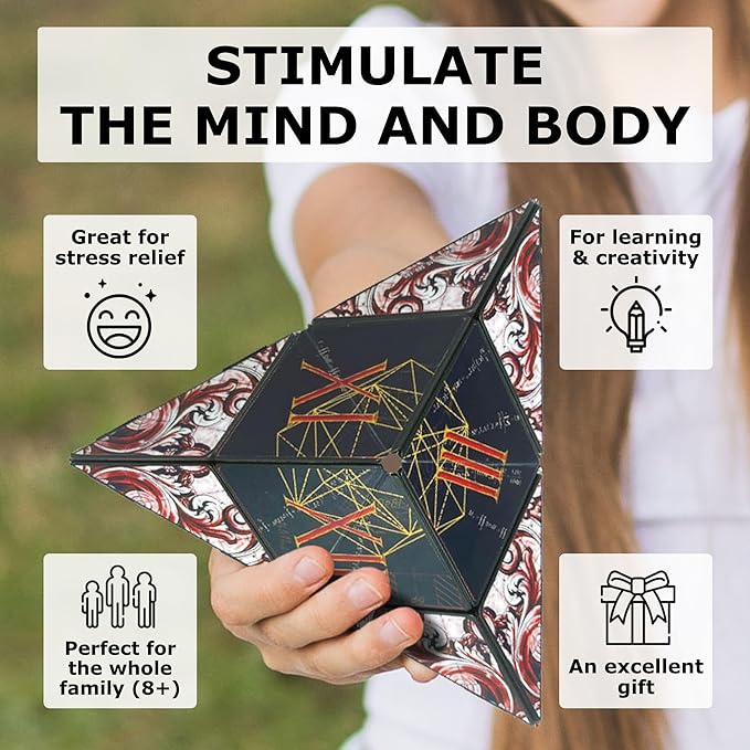 Shashibo Shape Shifting Box - STEM Fidget Toy with Ultra Strong Magnets - Sensory Puzzle Cube Transforms Into 100+ Shapes, Easter Basket Stuffers Gift for Kids, Teens, and Adults (Renaissance)