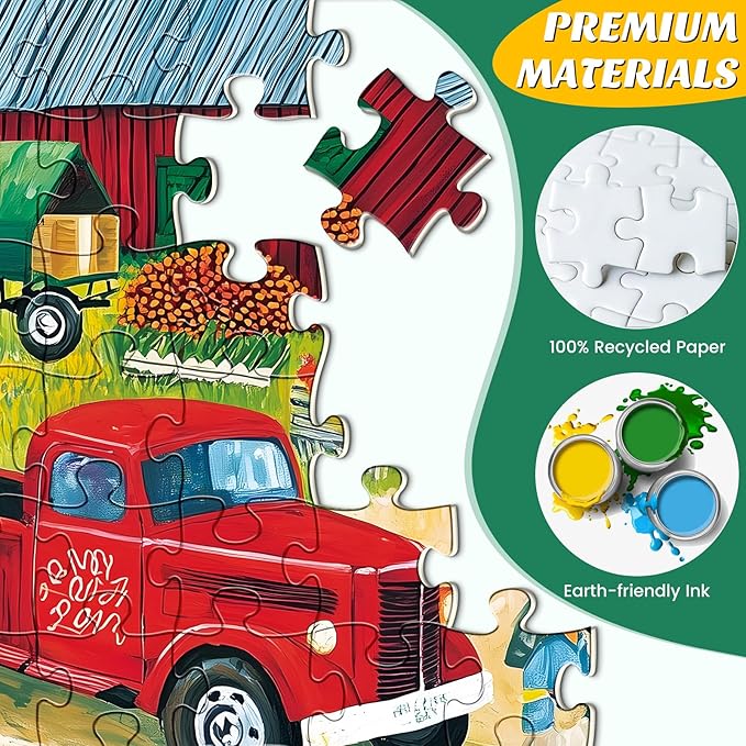 300 Piece Puzzles for Adults, Farmer’s Market Jigsaw Puzzle with Fresh Fruits, Large Piece Trucks Puzzle for Kids Ages 8-10 10-12, Fun Farm Countryside Puzzles,Family Game Great Gift 20.5 * 15in