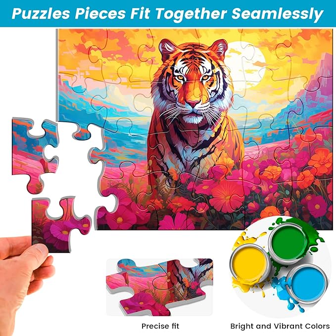 6 Pack 24 Large Piece Puzzles for Seniors Puzzle Dementia Alzheimer's Products Activities Alzheimer's Jigsaw Puzzle Eagle Beach Deer Easy Puzzle Cognitive Games Gifts for Adult Elderly Seniors