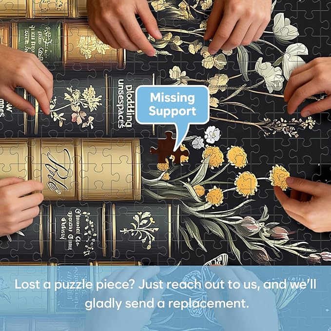 3 Pack Wildflower Puzzles for Adults 500 Pieces, Vintage Flower Book Puzzle, Recycled Cardboard Plant Jigsaw Puzzle for Book Lover, Floral Art Bookshelf Library Puzzles Challenging Gift for Seniors