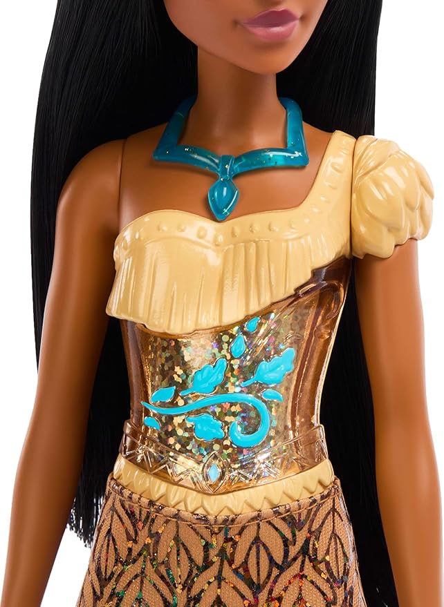 Mattel Disney Princess Pocahontas Doll in Sparkling Fashion with Removable Skirt, Necklace and Shoes, Posable & Collectible, Inspired by Movie
