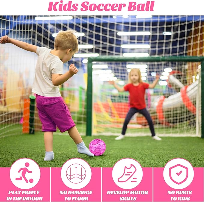 DLUGOPIS Sparkling Pink Toddler Soccer Ball - Mini, Age 3-8, Indoor/Outdoor, Small Size for Boys & Girls (Sparkling Pink, 1)