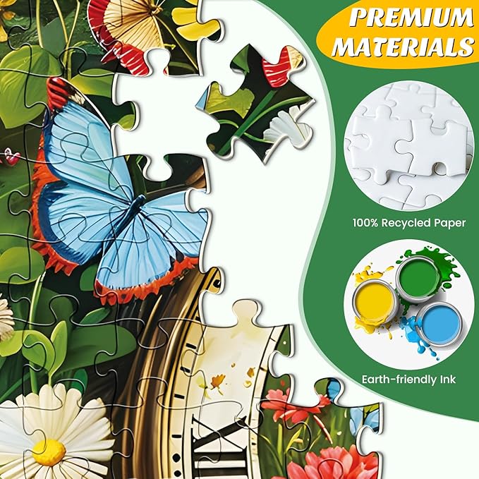500 Pieces Puzzle for Adults,Fantasy Forest Clock Puzzle,Recycled Cardboard Flowering Time Puzzles 500 Pieces,Challenging Game Home Decor Birthday Party Gift Toy for Adults Seniors 20.5 * 15 in