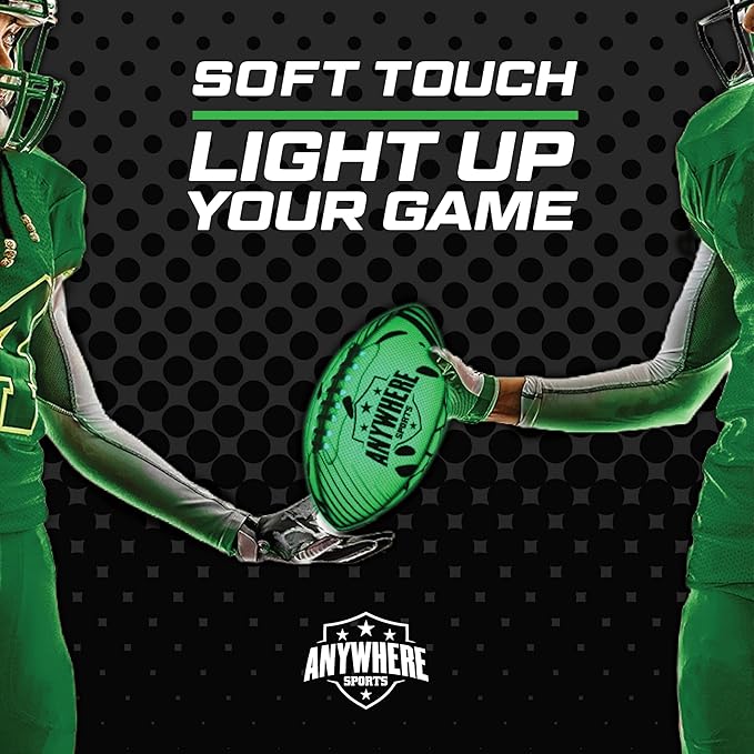 Pro Glow Light-Up Football for Kids – 6 Inch Junior Size Soft Touch Rubber Ball with Rechargeable LED Lights, USB Charging Cable, Indoor Outdoor Night Play Toy