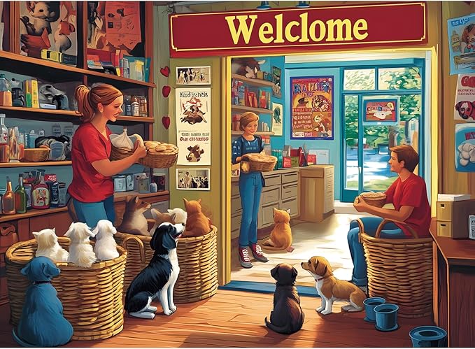 500 Pieces Animal Puzzles for Adults, Indoor Pet Shop Puzzle for Adults, Dog Puzzle 500 Pieces, Gift for Birthday, Home Decor, Fun for Entertainment(20.5 * 15 in)