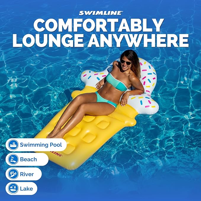 SWIMLINE Inflatable Swimming Pool Float Lounger Raft Fun Mat, Ice Cream Dream, Multicolor