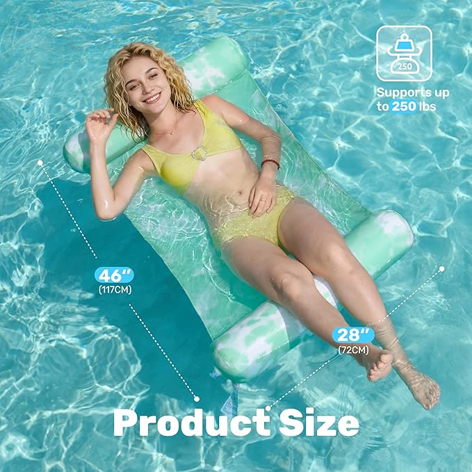 Sloosh 3 Pack 4-in-1 Inflatable Pool Floats - Water Hammock Lounges, Multi-Purpose Swimming Pool Accessories (Saddle, Lounge Chair, Drifter) for Pool, Lake, Outdoor, Beach