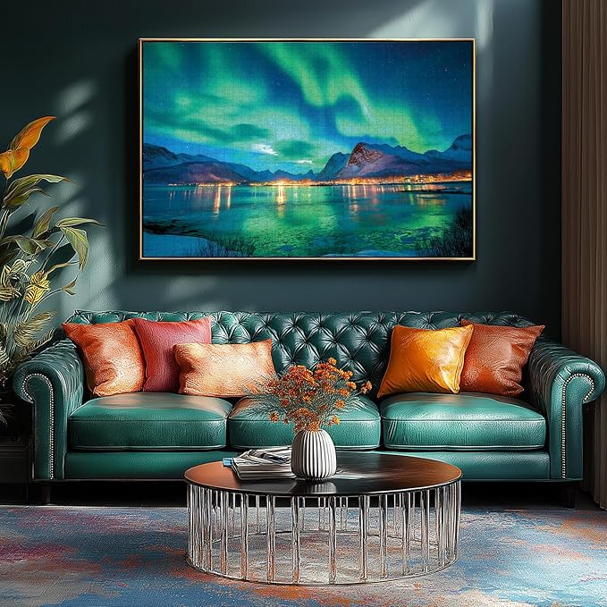 Northern Lights 500 Piece Puzzles for Adults Aurora Nature Landscape Jigsaw Puzzles Family Challenging Mountain Lake Scenery Puzzles (21"x15")