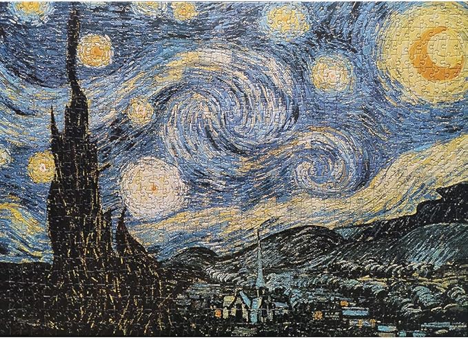 BEIWO Puzzle-Starry Night by Vincent Van Gogh Jigsaw Puzzles, 1000 Piece Puzzles for Adults and Kids (Starry Night, Square-1000 Pieces)