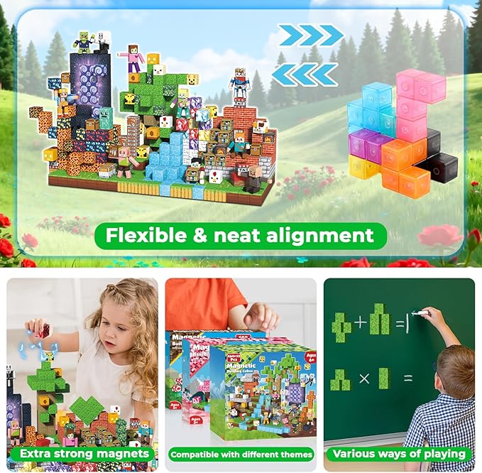 464 Pcs Magnetic Blocks - Magnetic Building Blocks, Magnet Cubes Stacking Toys for Kids Age 4-8, 8-12, Birthday Gift for 3 4 5 6 7 8 9 Year Old Boys Girls (Patent Pending)