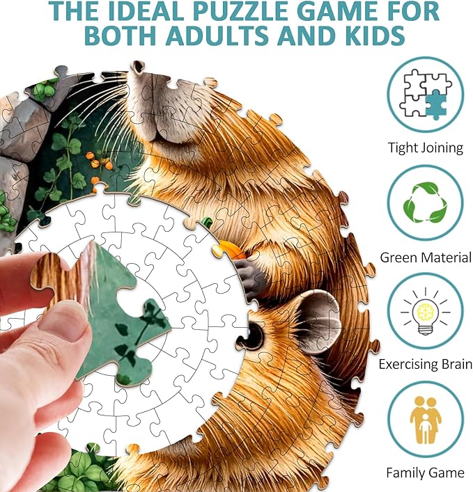 Capybara Puzzles for Adults 1000 Pieces, Round Animal Jigsaw Puzzles 1000 Pieces, Impossible Difficult Hard Challenging Puzzles for Adults, Art Puzzle for Home Decor (26.5 * 26.5in)