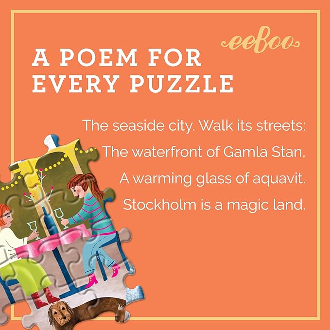 eeBoo 1000 Piece Puzzle - Stockholm Jigsaw Puzzle for Adults, Square 23" x 23" Made with Recycled Board & Vegetable-Based Ink