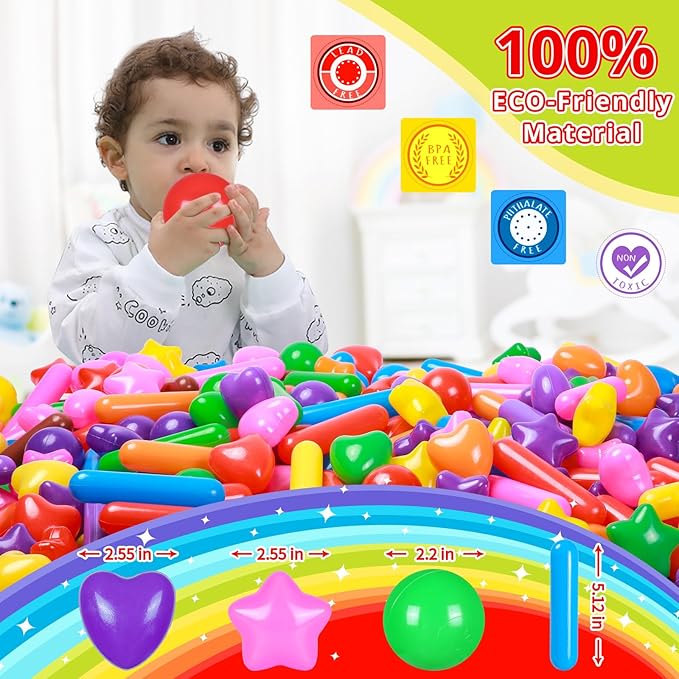 STARBOLO Ball Pit Balls for Kids -Pack of 150 200 500 Colorful Ball Pit Balls Crush Proof Plastic Toy Balls for Toddlers Ball Pit, Ball Pit Play Tent, Baby Pool Water Toys