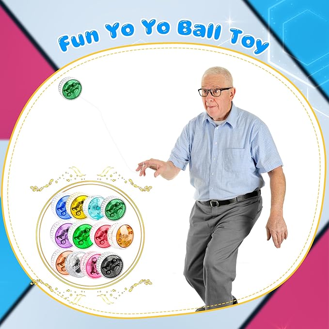 24 Pack Light Up YoYo Toys LED Flashing Yo-Yos Bulk Party Favors Glow Yo Yo Balls for Birthday Giveaways Classroom Rewards Carnival Prizes,12 Colors