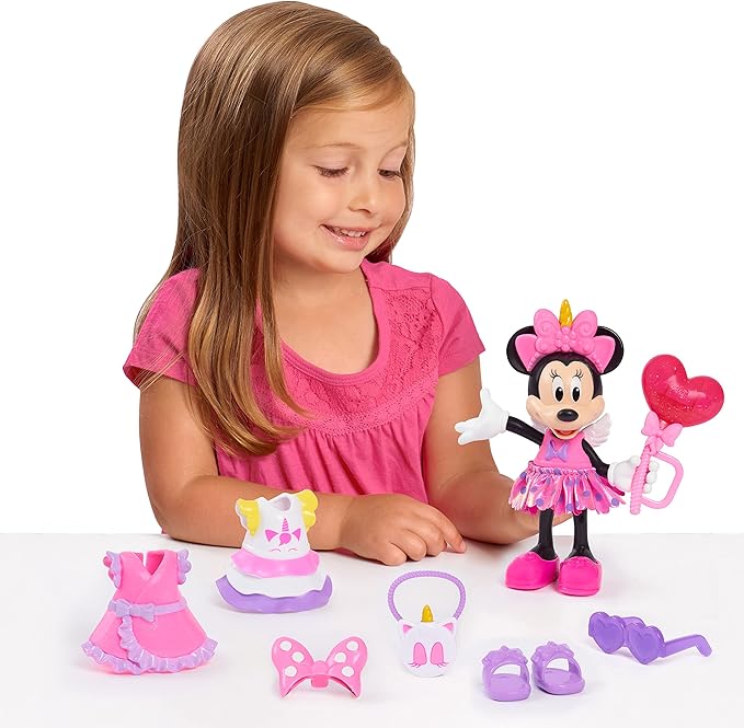 Disney Junior Minnie Mouse Fabulous Fashion Doll Unicorn Fantasy, 14-pieces, Pretend Play, Kids Toys for Ages 3 Up by Just Play