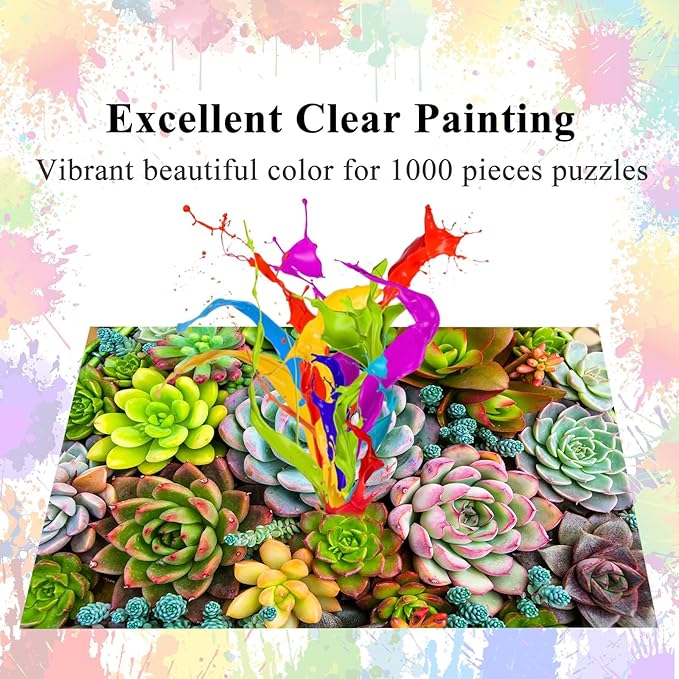 HUADADA Jigsaw Puzzles for Adults 1000 Pieces, Succulents Interlock Perfectly No Dust, Home Decors Family Challenge Toys for Men Women Elders Seniors (27.5"x19.6"), 1:1 Poster